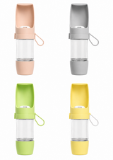 2-in-1 pet travel bottle shown in all available colours