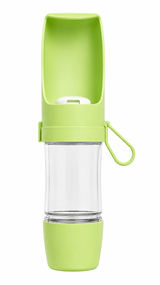 Green 2-in-1 pet travel bottle, product view