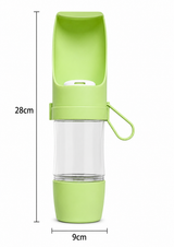 Size guide for the green 2-in-1 pet travel bottle