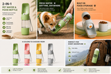 Infographic showing the 2-in-1 pet travel bottle features