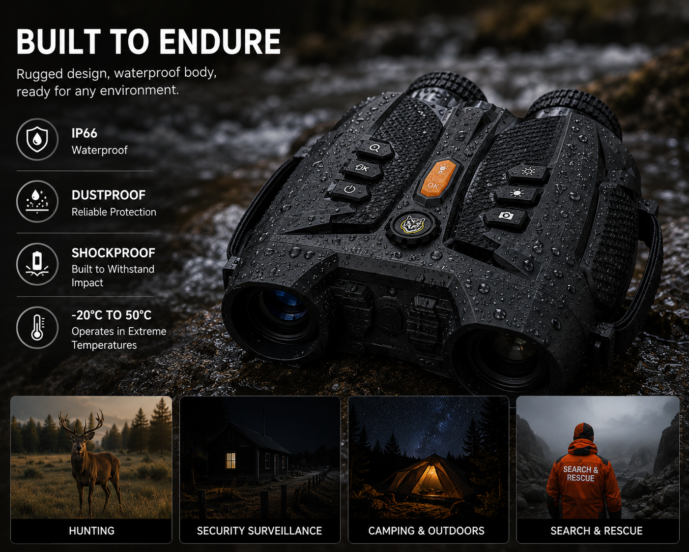 Night Vision Binoculars – 4K Digital, 800m Range, 10X Zoom