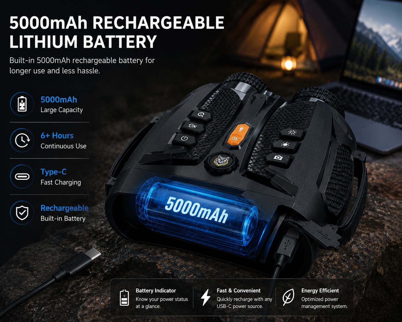Night Vision Binoculars – 4K Digital, 800m Range, 10X Zoom