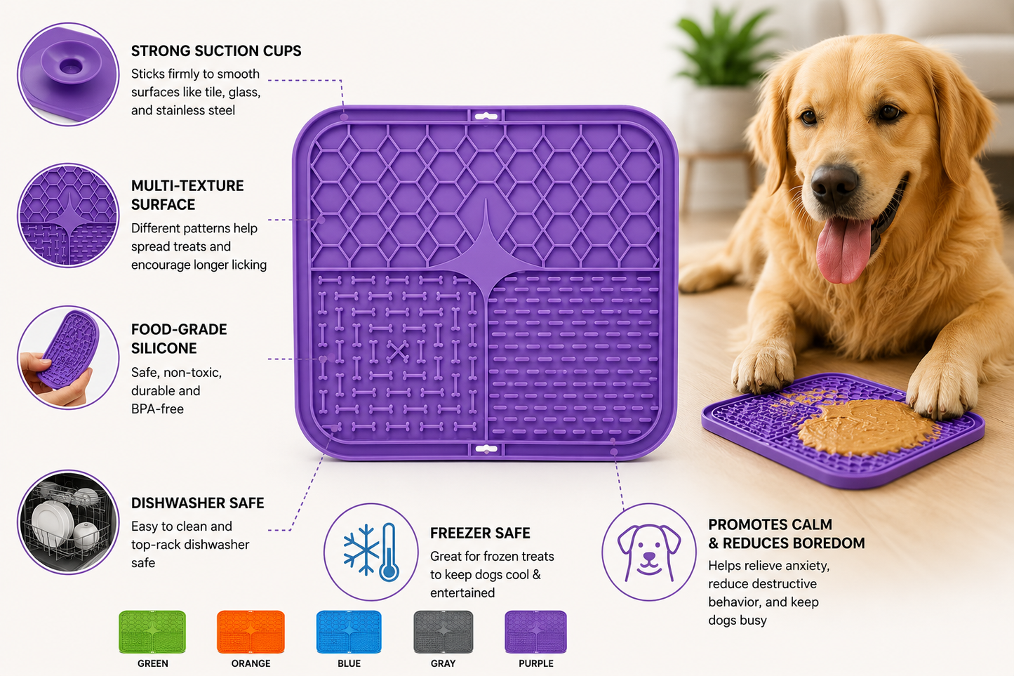 Dog Lick Mat – Silicone Slow Feeder