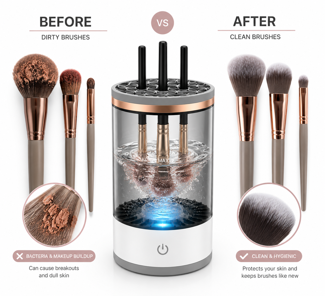 Electric Makeup Brush Cleaner – Spin-Clean in Seconds