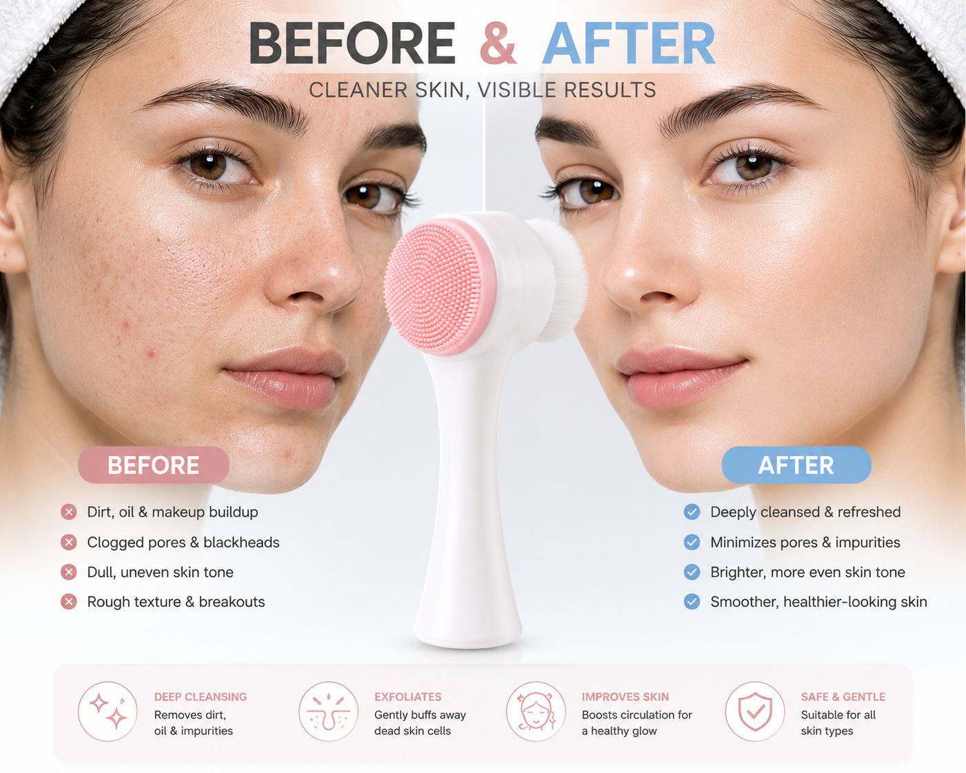 Silicone Facial Cleansing Brush – Daily Cleanser & Exfoliator
