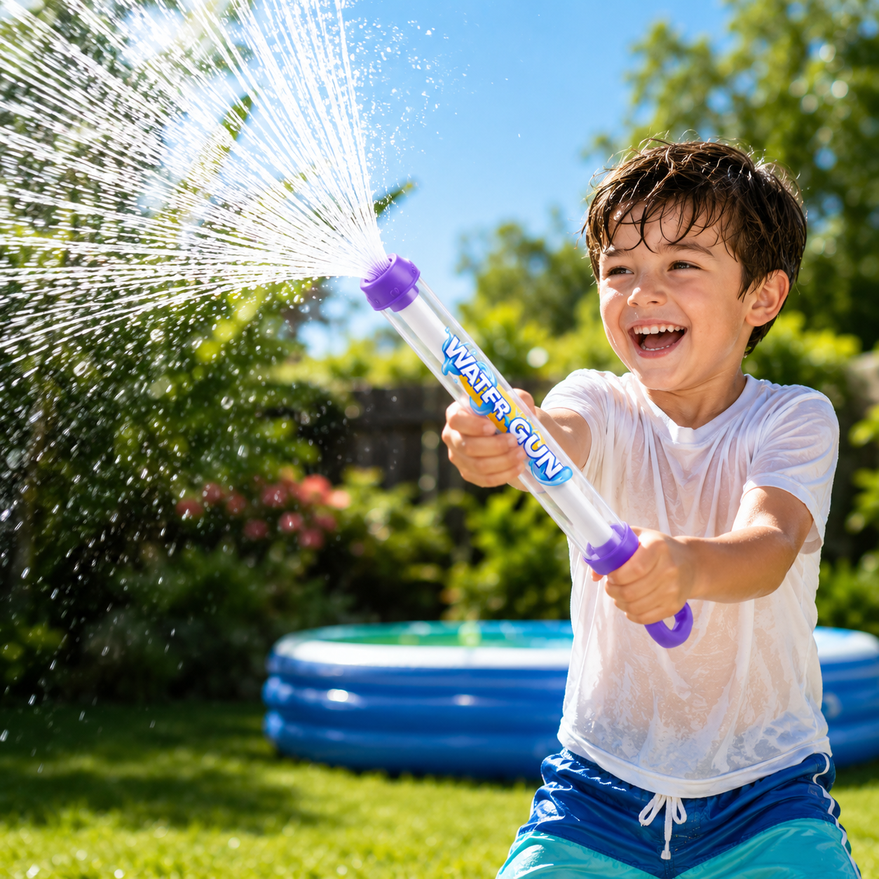 Pull-Back Water Spray Gun – Kids Outdoor Summer Toy