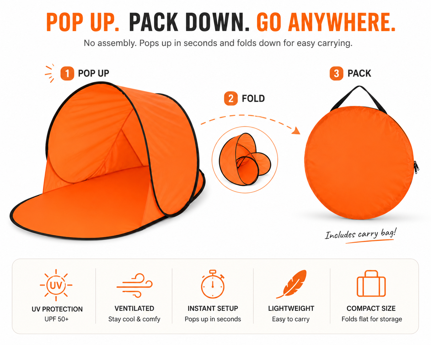 Pop-Up Beach Tent – UV Protection Sun Shelter