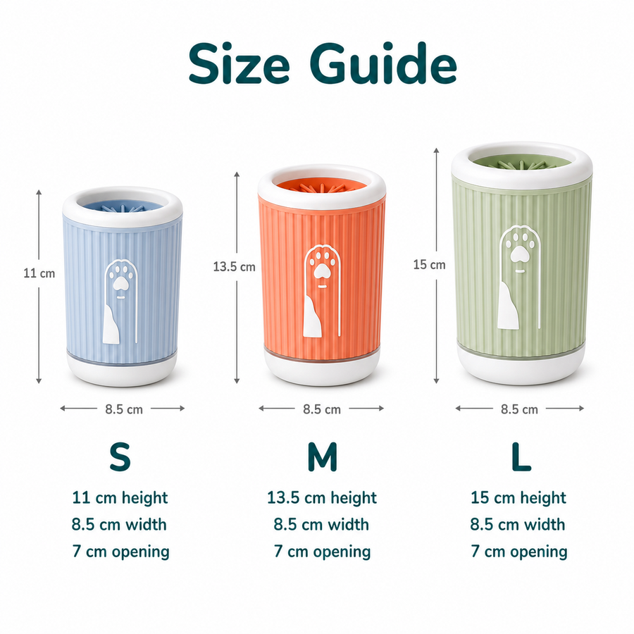 Dog Paw Cleaner Cup – Portable Silicone Paw Washer size chart