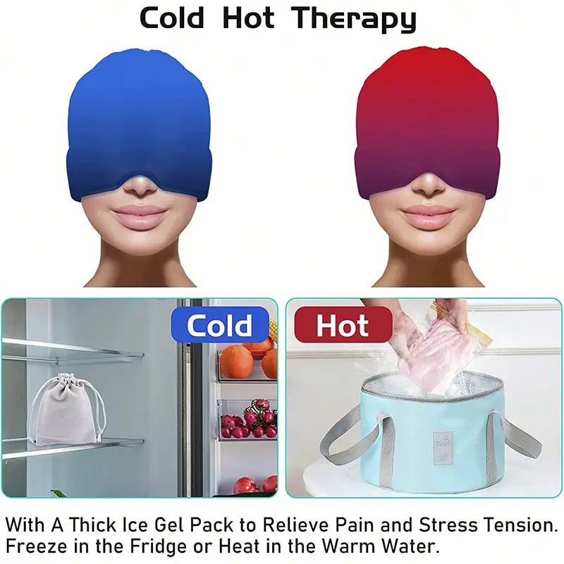 Cooling cap worn over eyes