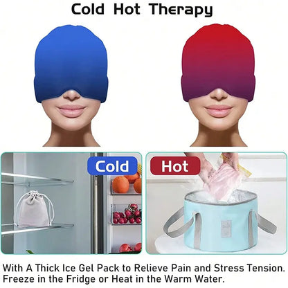 Cooling cap worn over eyes