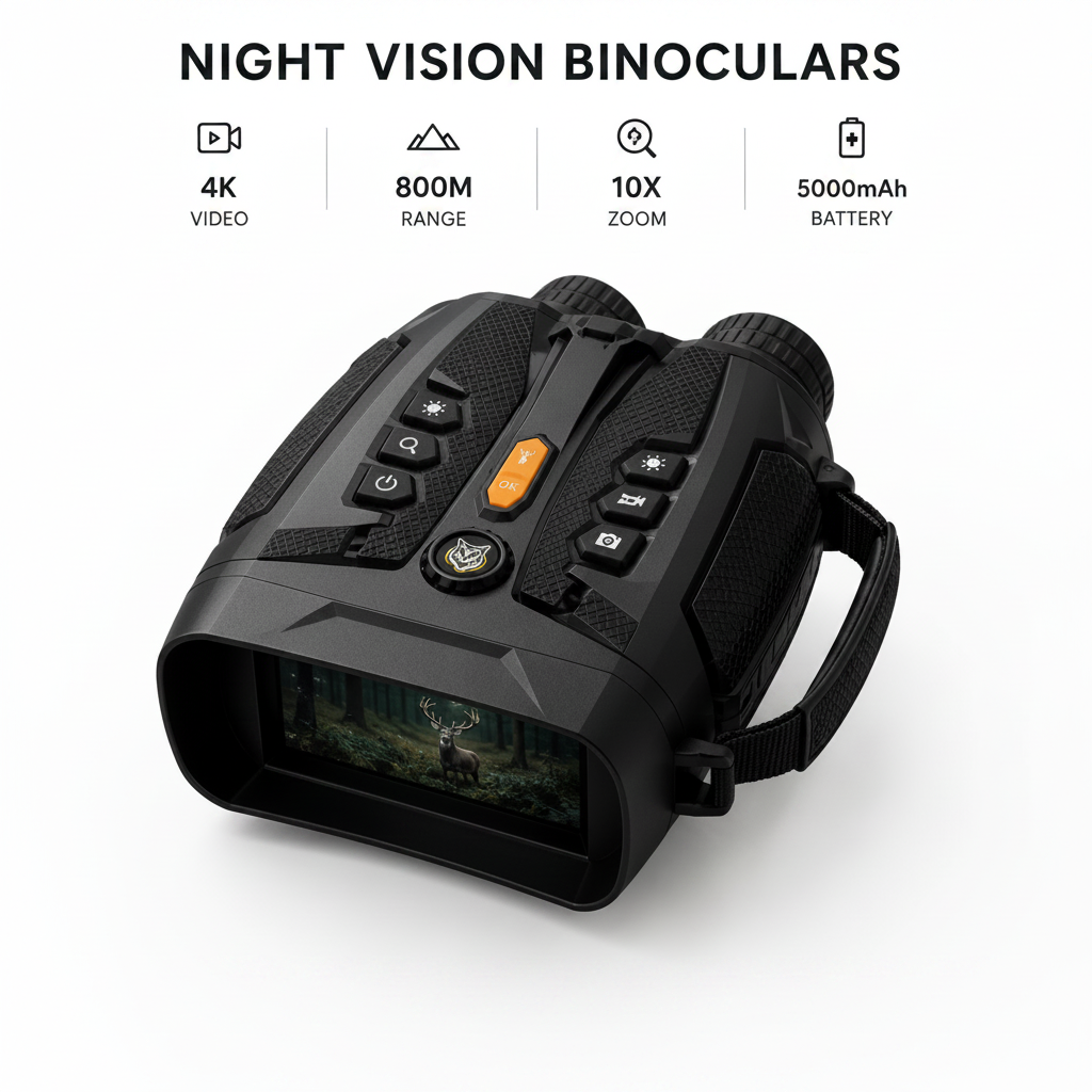 Night Vision Binoculars – 4K Digital, 800m Range, 10X Zoom