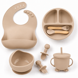 Silicone baby feeding set in beige
