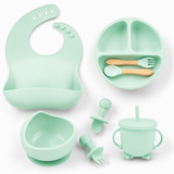 Silicone baby feeding set in mint green