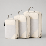Compression packing cubes set in cream white