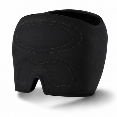 Black gel cooling comfort cap and eye wrap on a white background