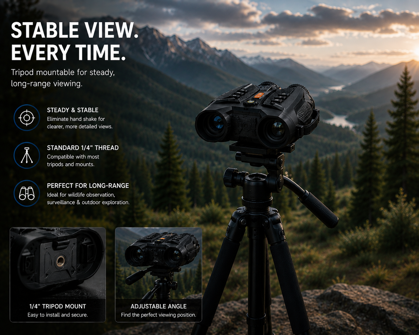 Night Vision Binoculars – 4K Digital, 800m Range, 10X Zoom