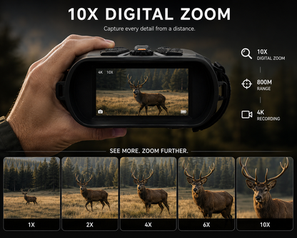 Night Vision Binoculars – 4K Digital, 800m Range, 10X Zoom
