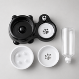 Elevated slow feeder components: stand, food bowl, water bowl and water dispenser bottle