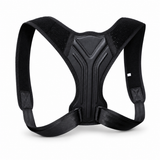 Angled studio view of the black posture corrector back brace