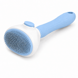 Self-cleaning slicker pet brush with blue handle