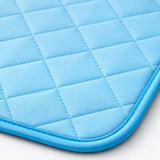 Detail view of the light cyan self-cooling ice silk pet mat