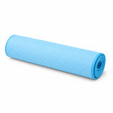 Light cyan self-cooling pet mat rolled up