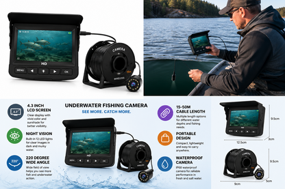 Underwater fishing camera with 4.3-inch colour LCD screen