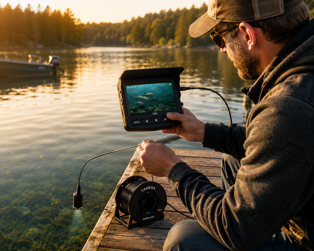 Underwater fishing camera with 4.3-inch colour LCD screen