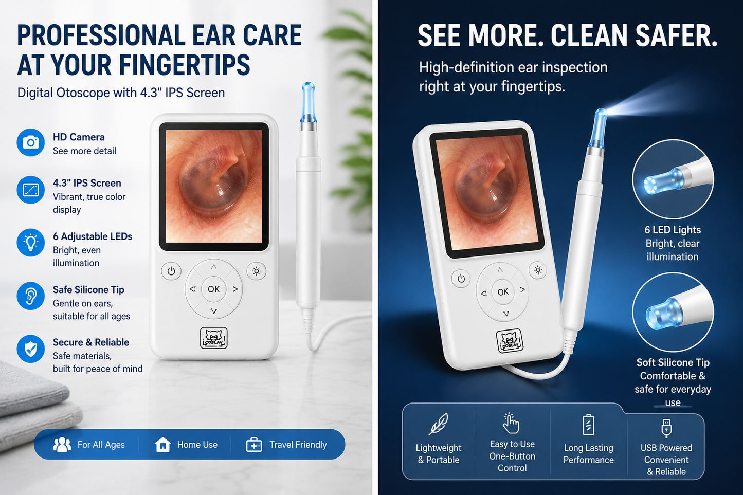 Digital Otoscope 4.3 IPS Screen - hero product shot