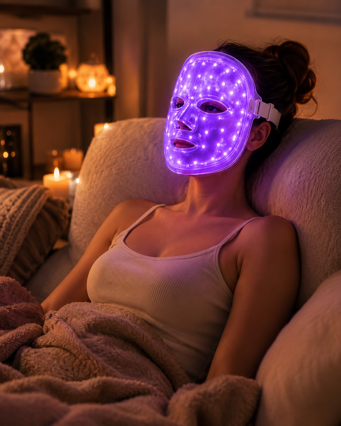 7-Color LED Face Mask Cordless - lifestyle in use
