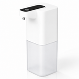 White automatic touchless foaming soap dispenser with sensor panel and frosted reservoir