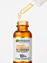 Close-up of vitamin C serum dropper and texture