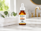 Vitamin C serum on a bathroom vanity